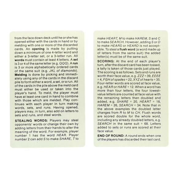 CWARDS Card & Word Game 1983 - Patent 4,333,656 - Picture 6 of 11